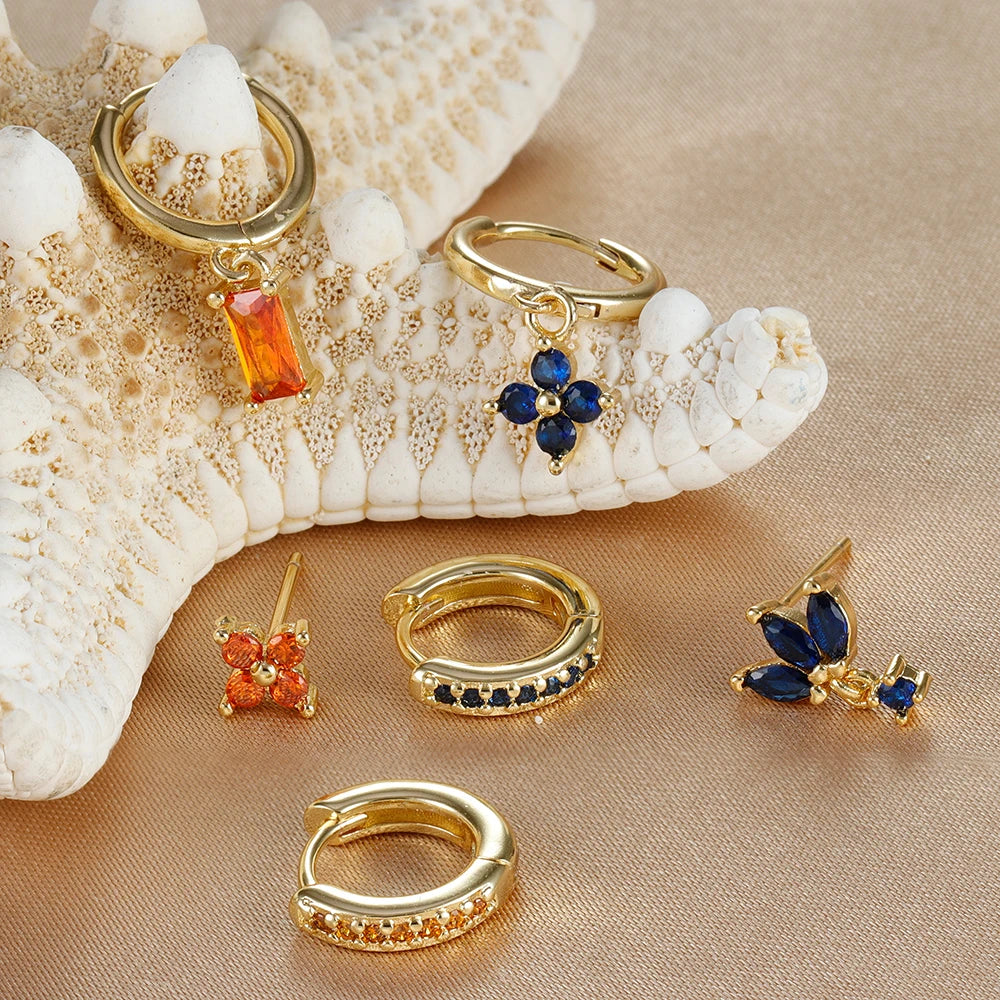 zircon flower earrings