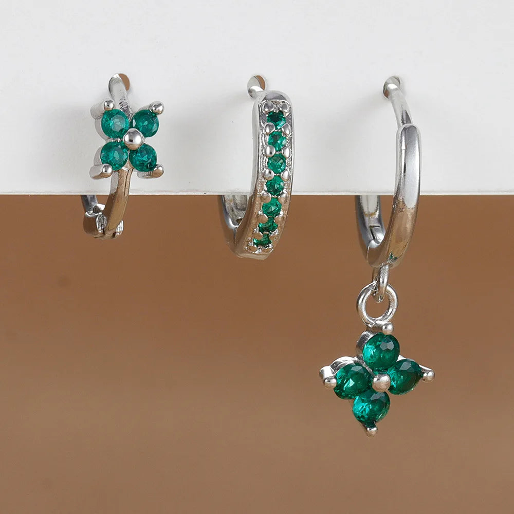 zircon flower earrings