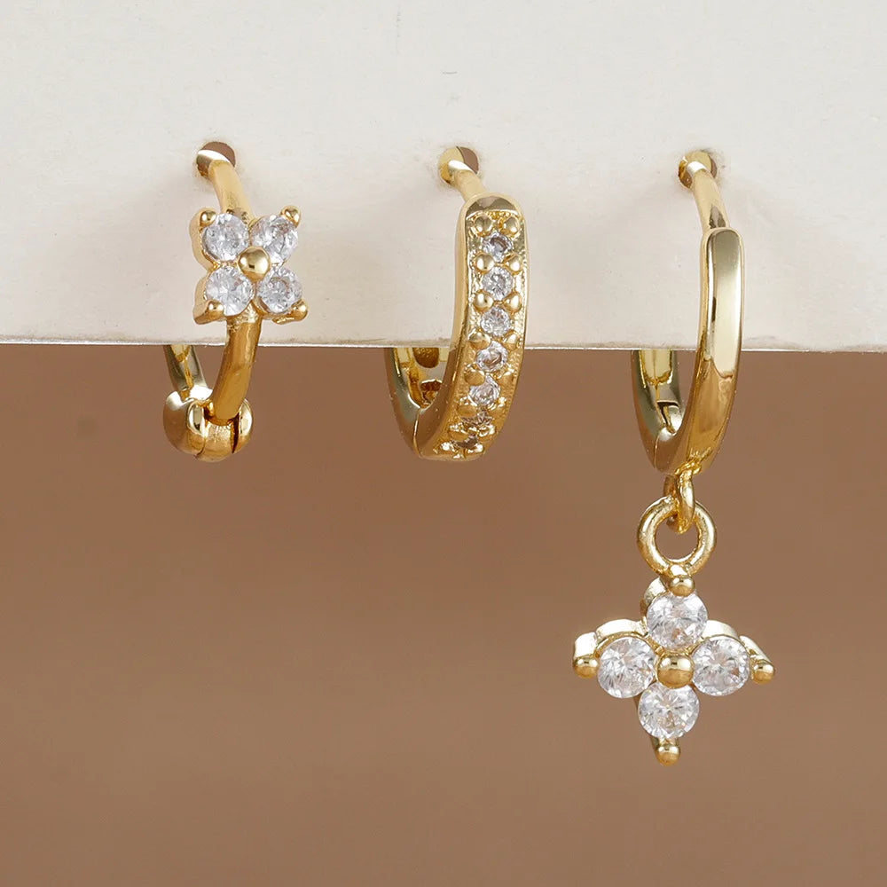 zircon flower earrings