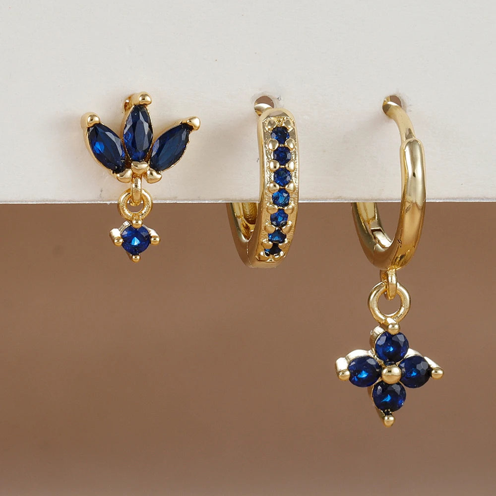 zircon flower earrings