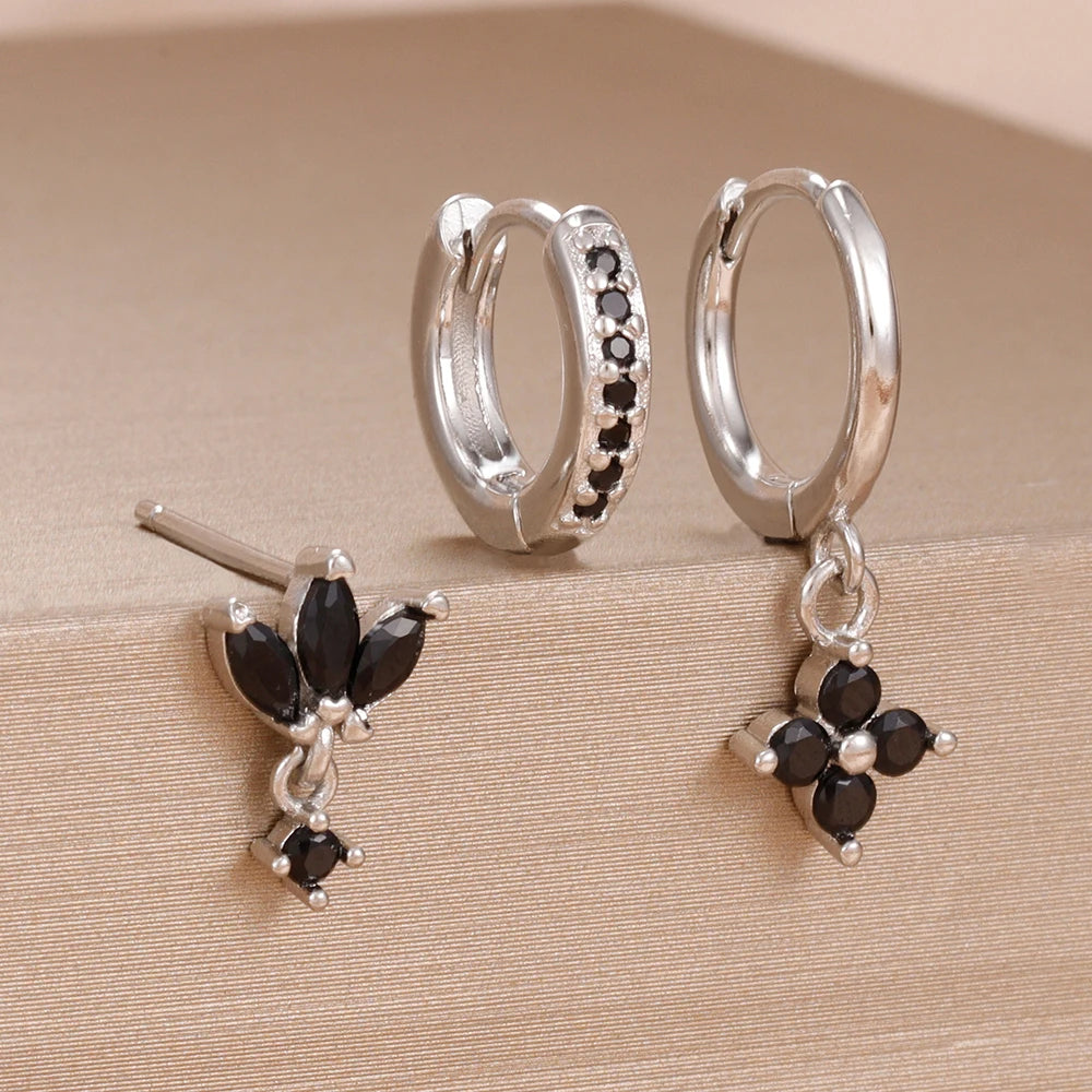 zircon flower earrings