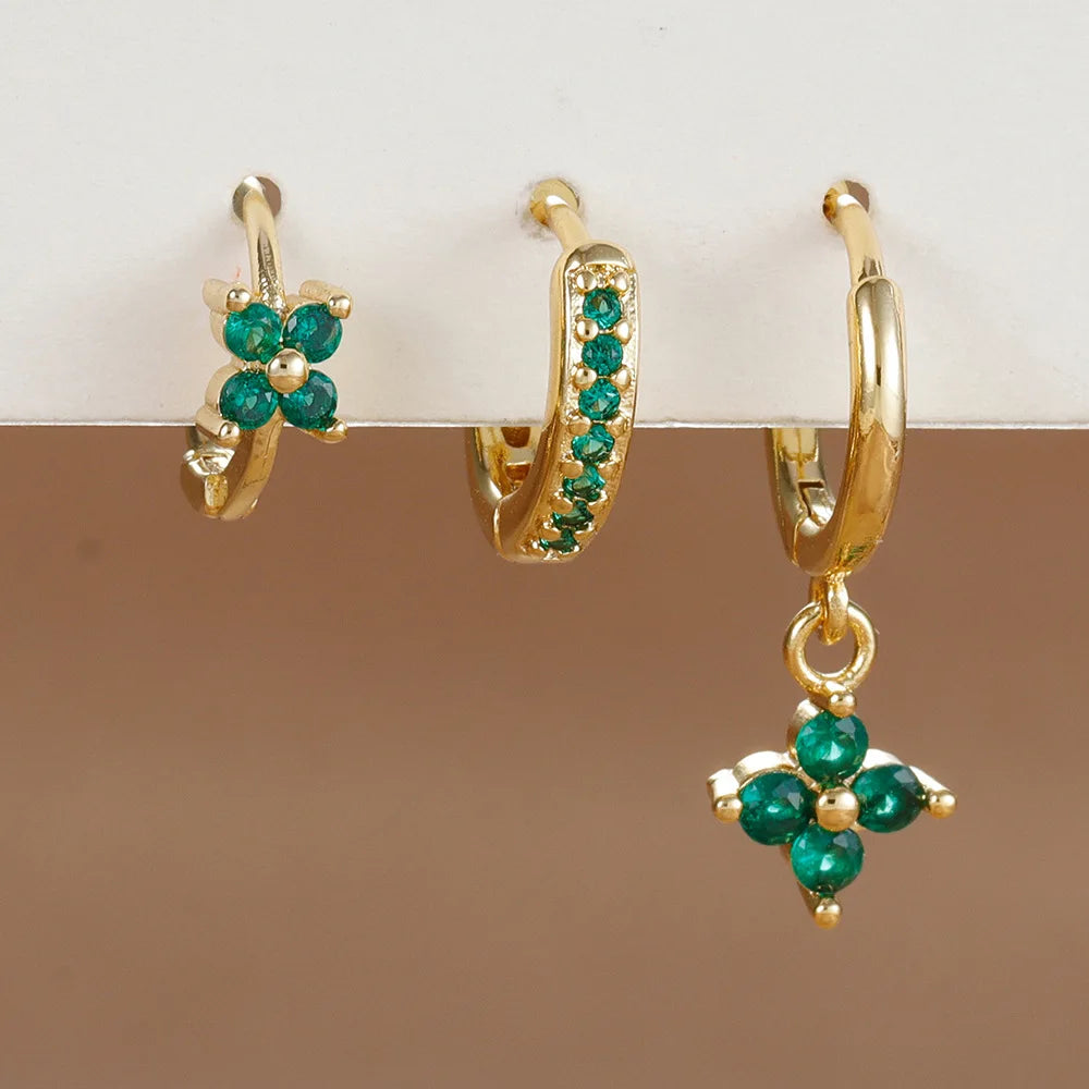 zircon flower earrings