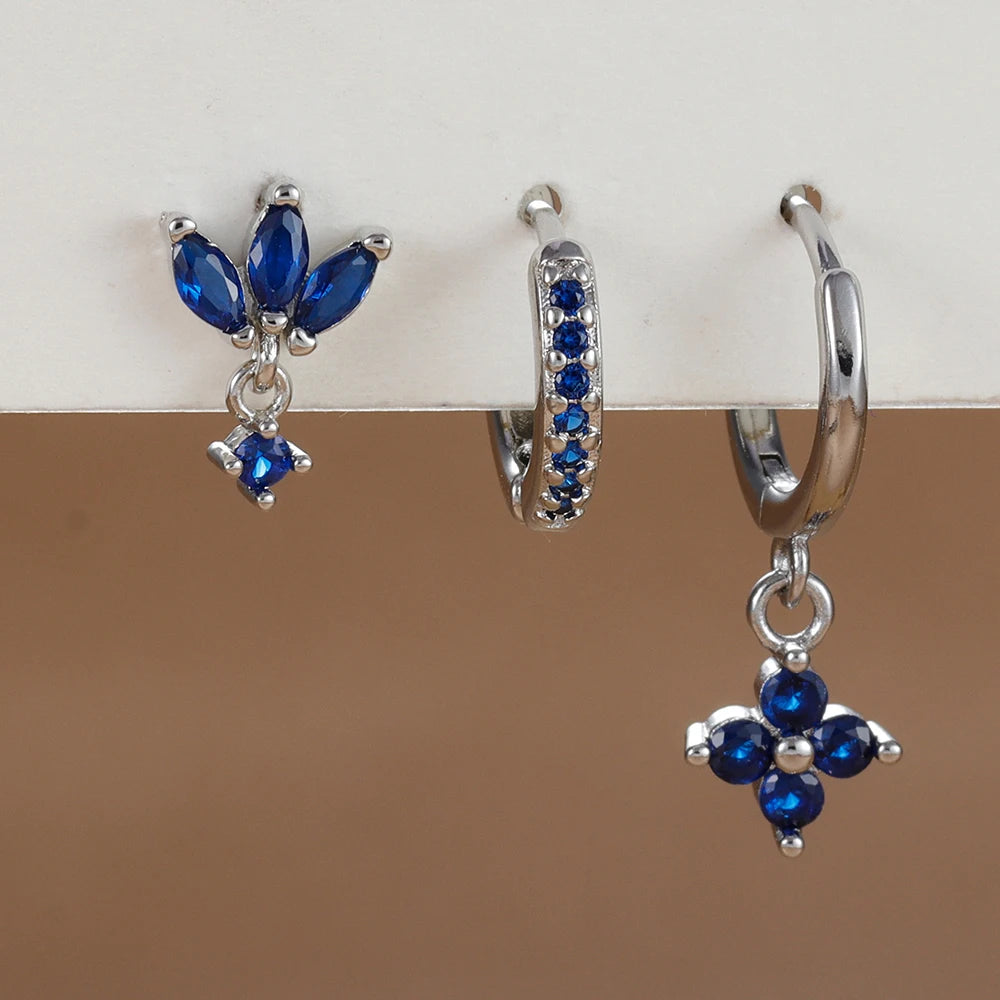 zircon flower earrings