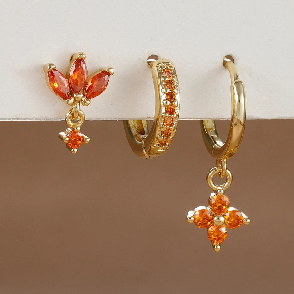 zircon flower earrings
