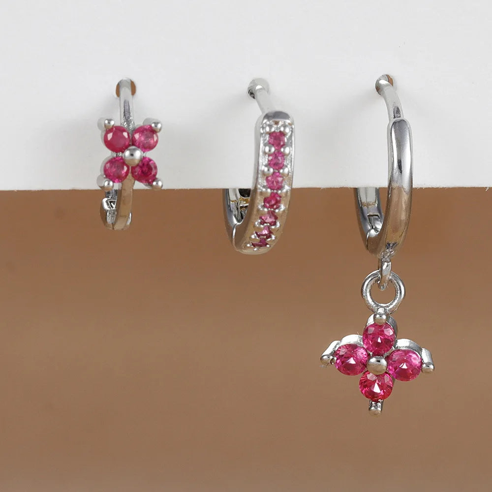 zircon flower earrings
