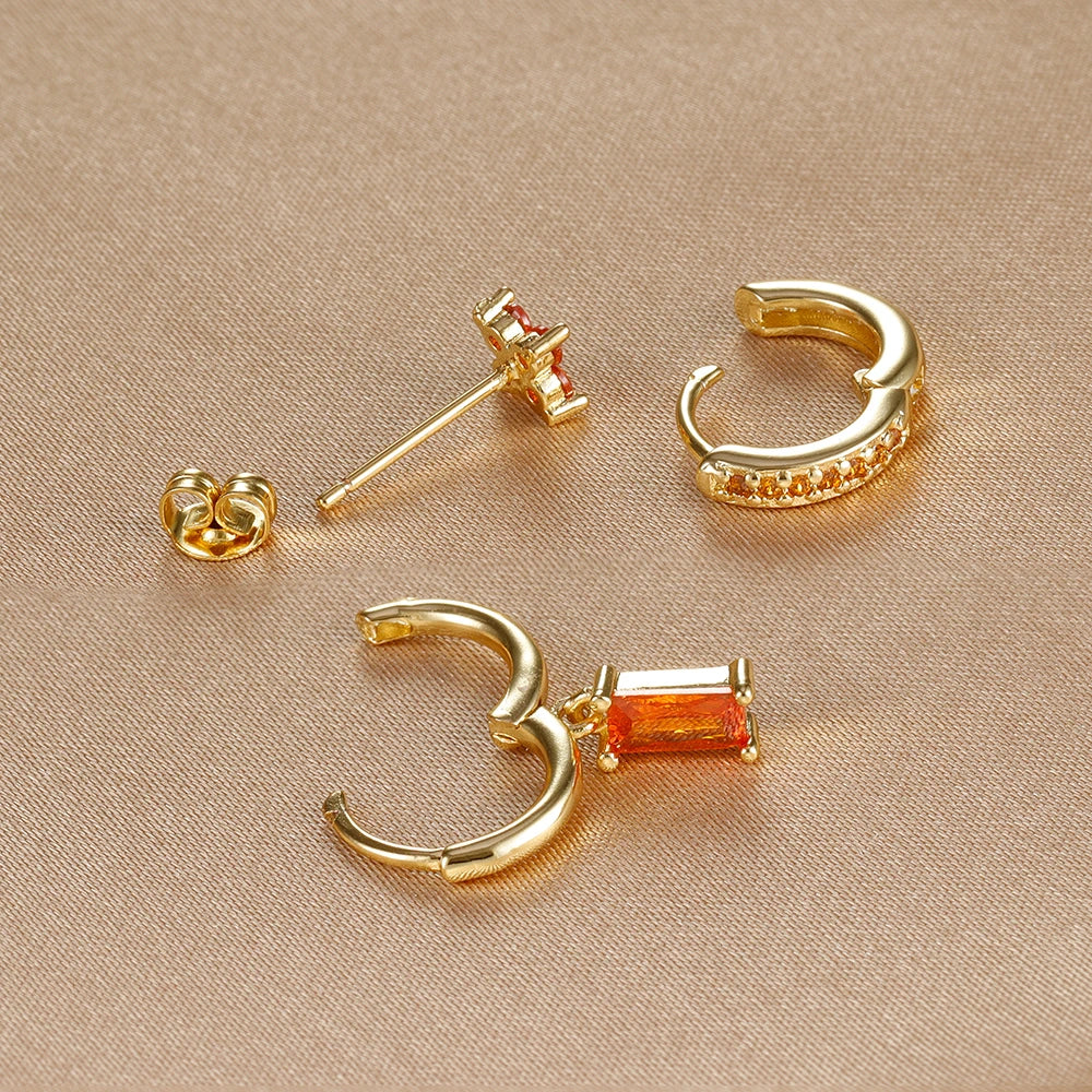 zircon flower earrings