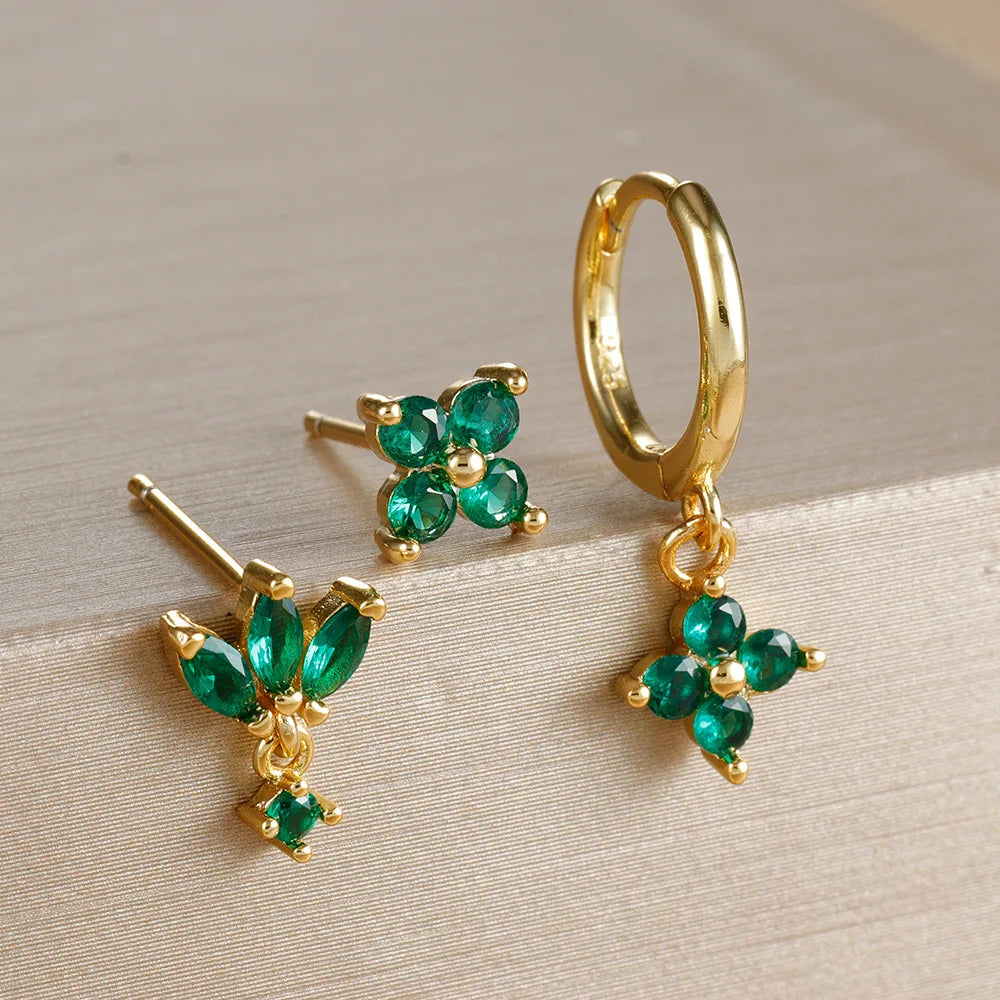 zircon flower earrings