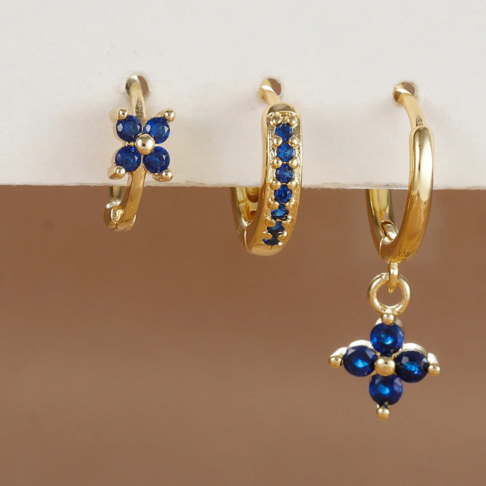 zircon flower earrings