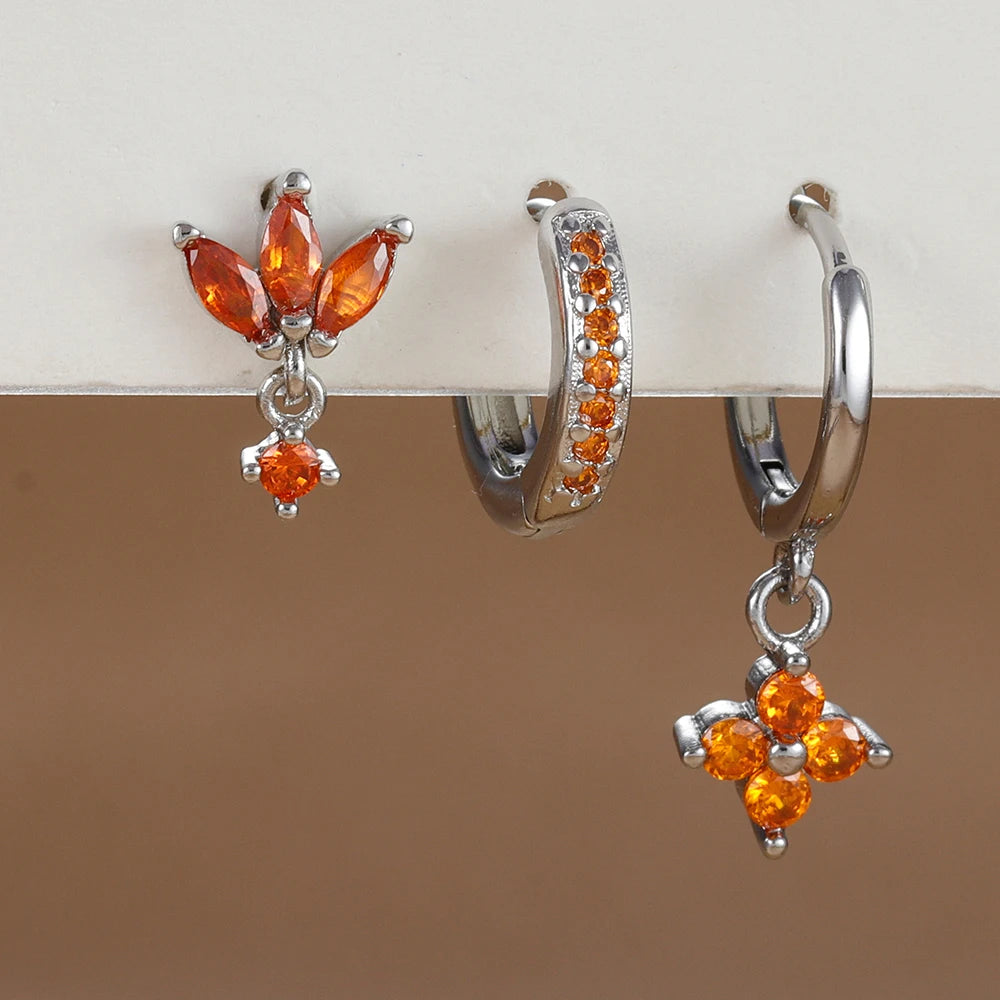 zircon flower earrings