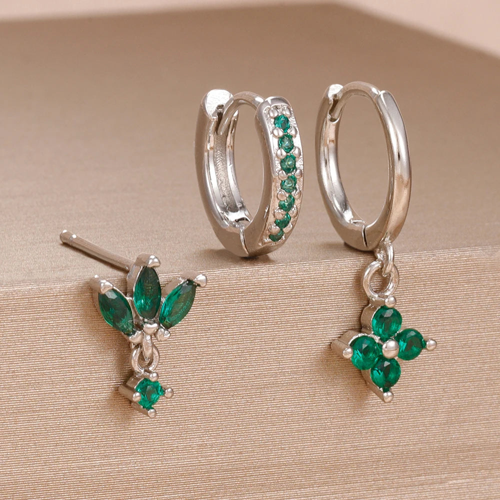 zircon flower earrings