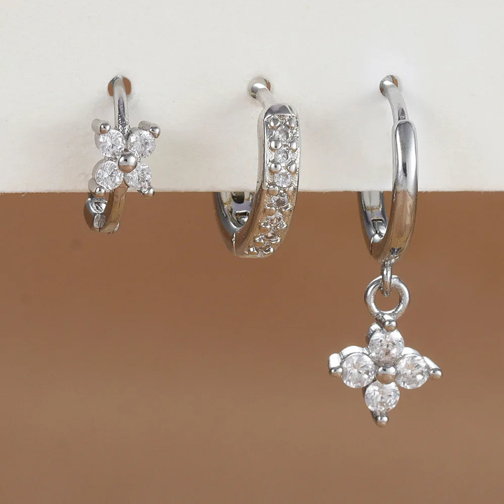 zircon flower earrings