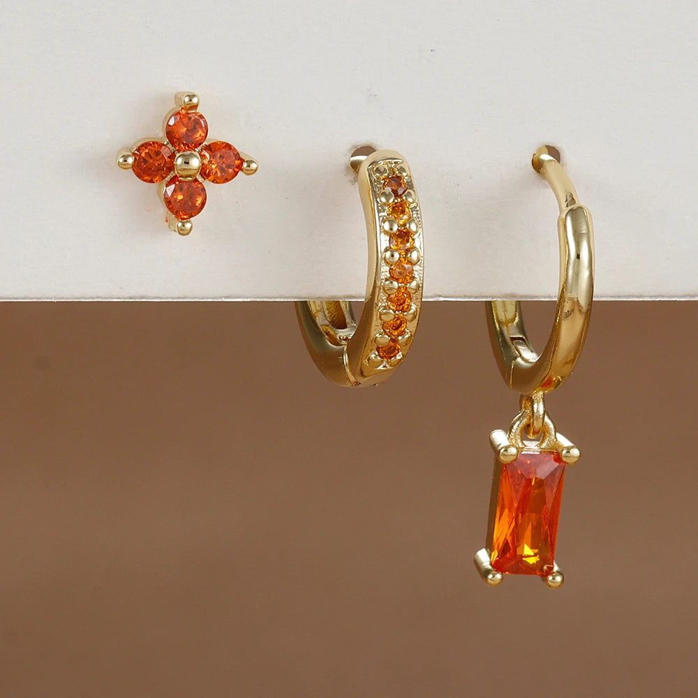 zircon flower earrings
