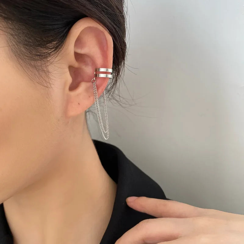 Silver Crystal Tassel Earrings