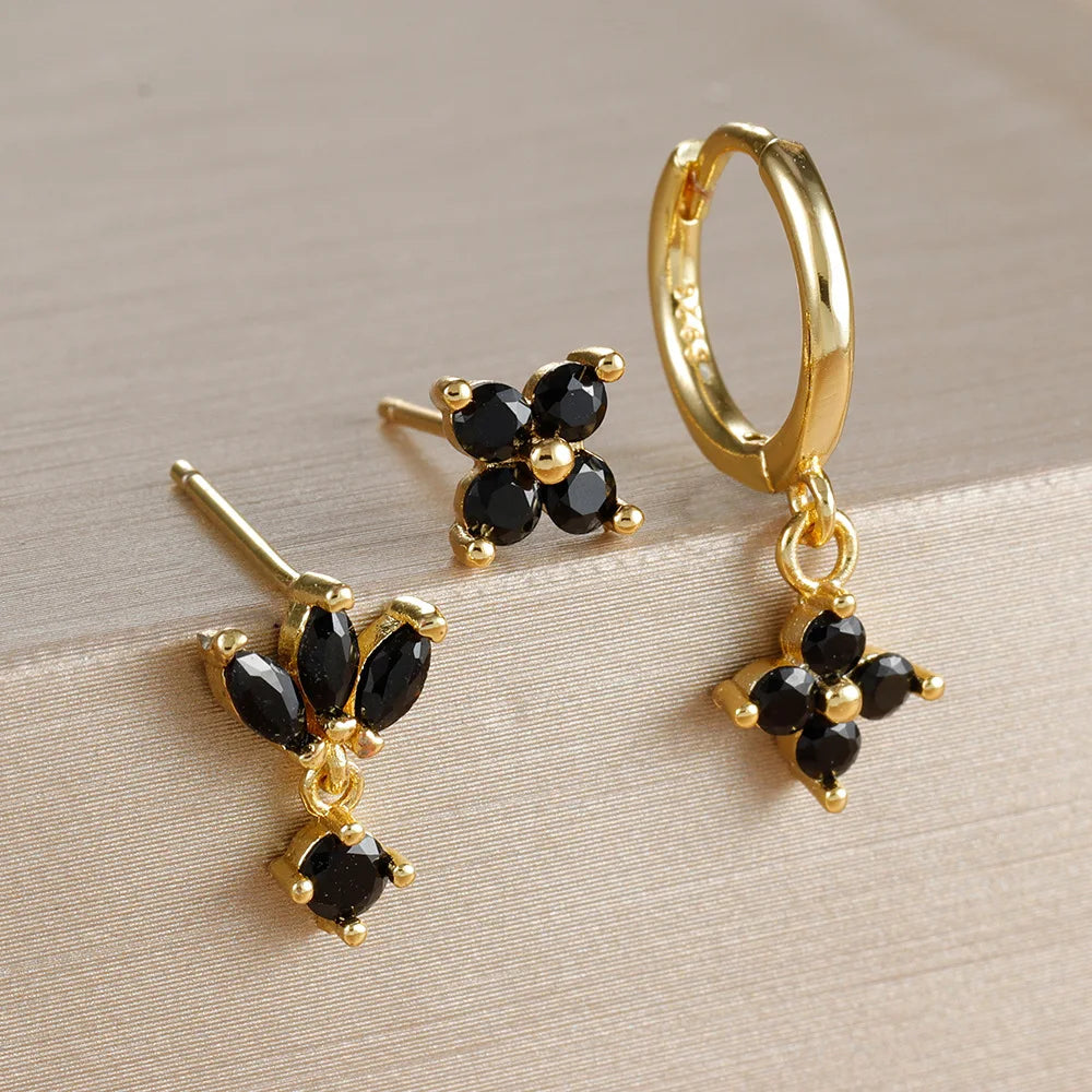 zircon flower earrings