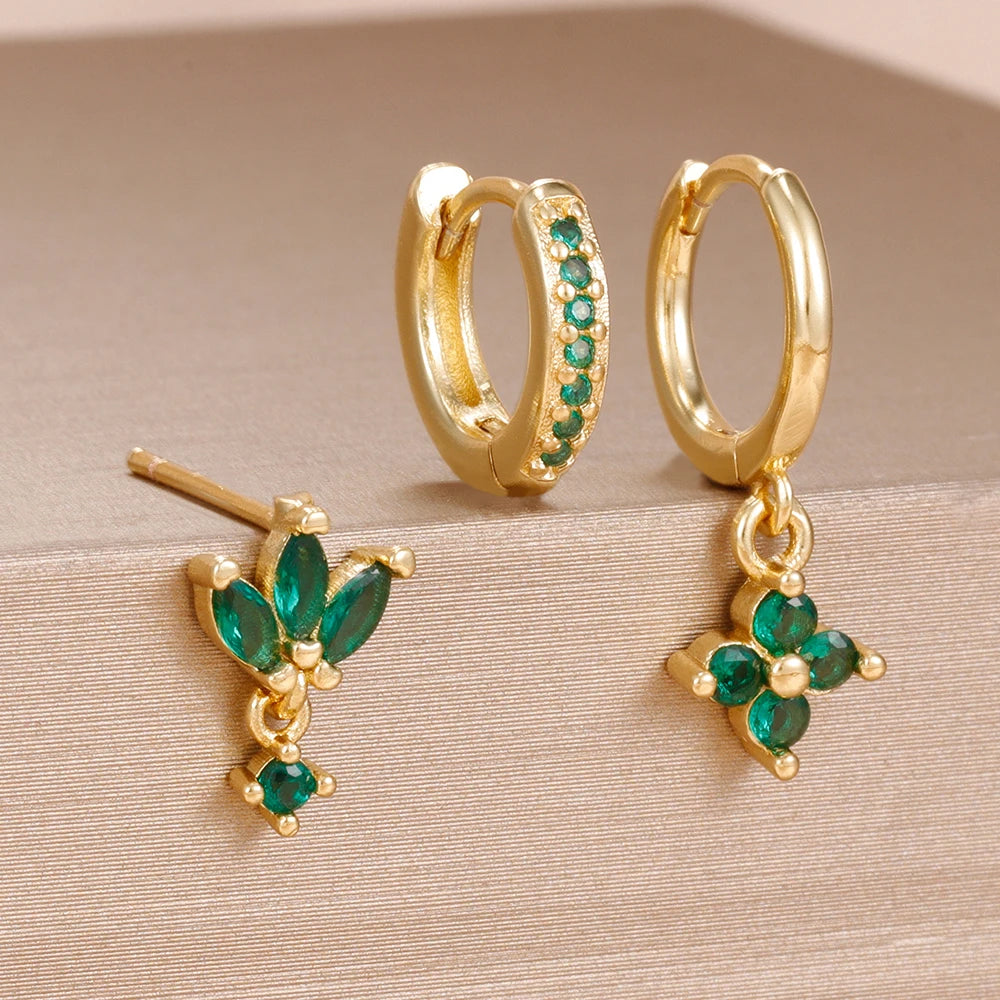 zircon flower earrings