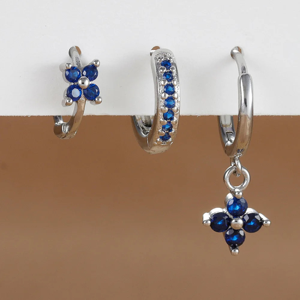 zircon flower earrings